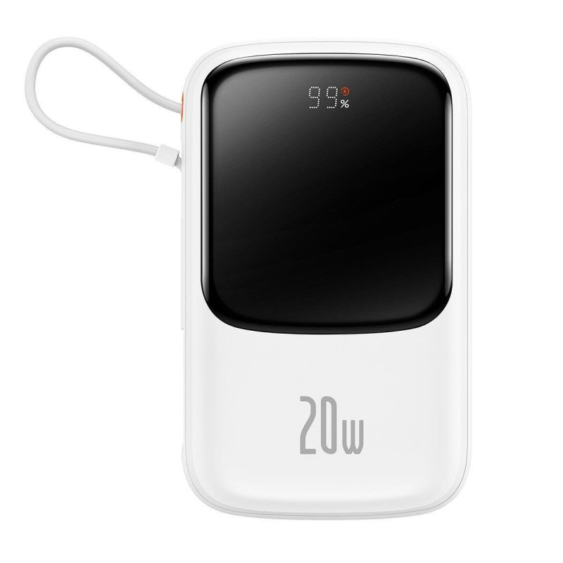 Maitinimo bankas su greitu įkrovimu 10000mAh 20W QC-PD-SCP-FCP laidas iPhone Lightning white