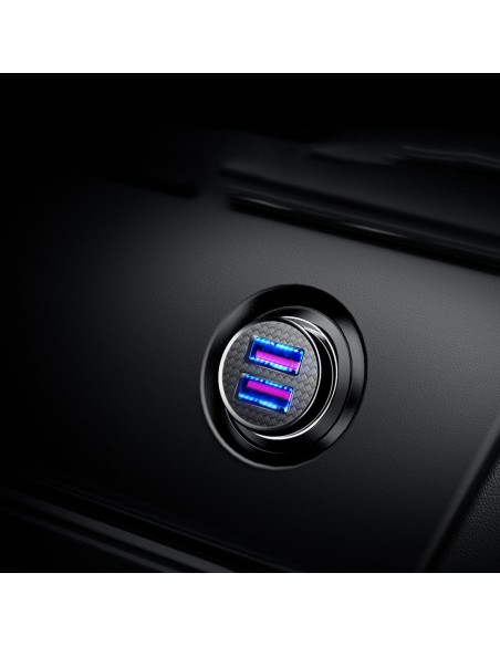
Išmanusis automobilinis įkroviklis Circular 2x USB QC3.0 Quick Charge 3.0 SCP AFC 30W juodas
