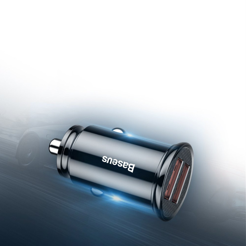 Išmanusis automobilinis įkroviklis Circular 2x USB QC3.0 Quick Charge 3.0 SCP AFC 30W juodas