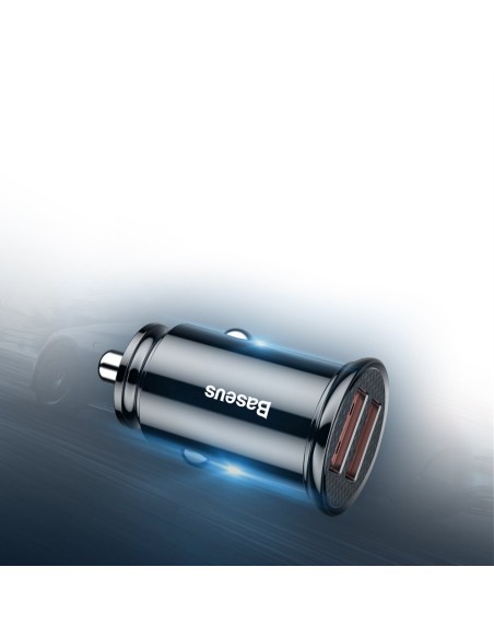 
Išmanusis automobilinis įkroviklis Circular 2x USB QC3.0 Quick Charge 3.0 SCP AFC 30W juodas
