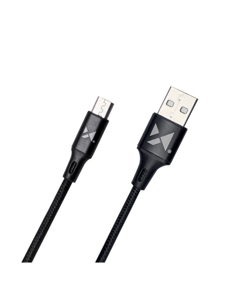 Tvirtas pintas kabelis USB microUSB 2.4A 1m juodas