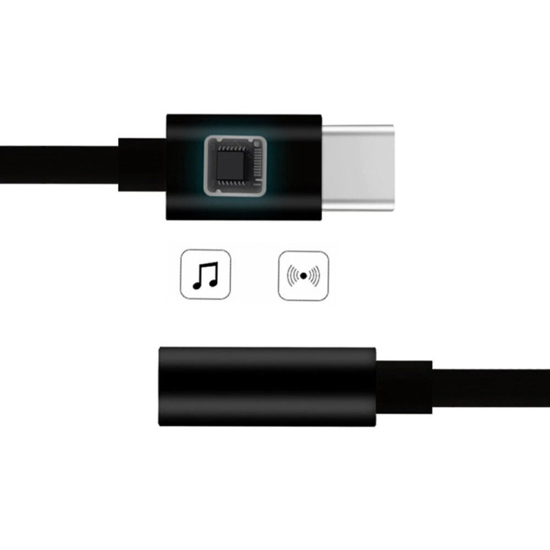 USB-C iki 3.5 mini lizdo garso lizdo adapteris, juodas