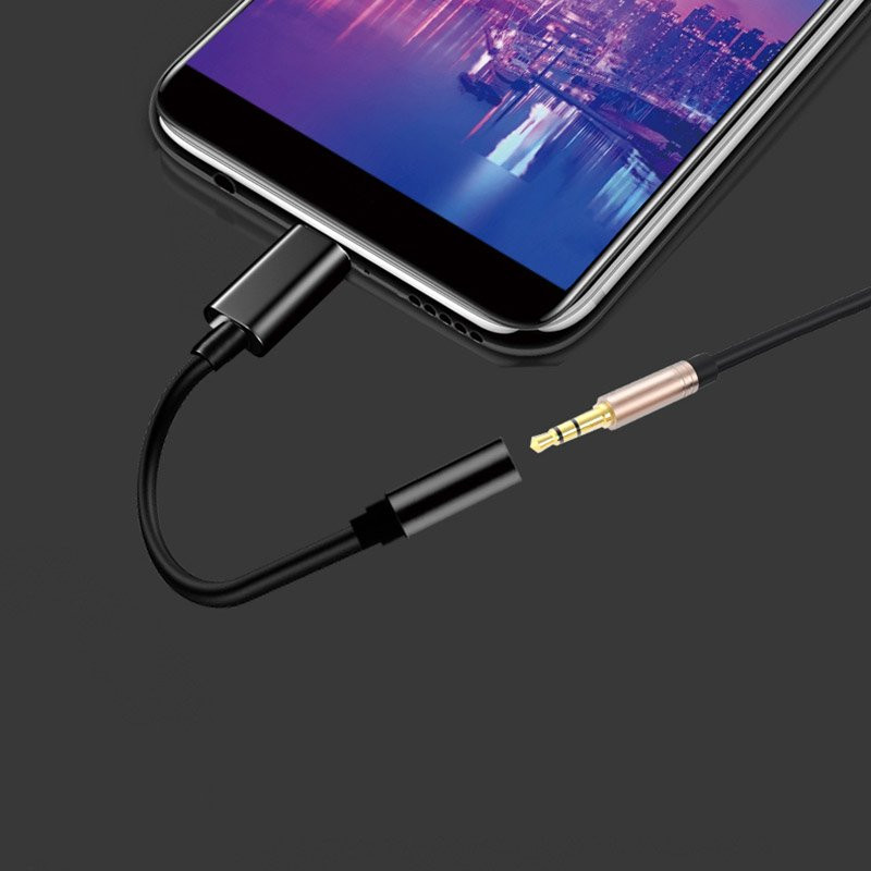 USB-C iki 3.5 mini lizdo garso lizdo adapteris, juodas
