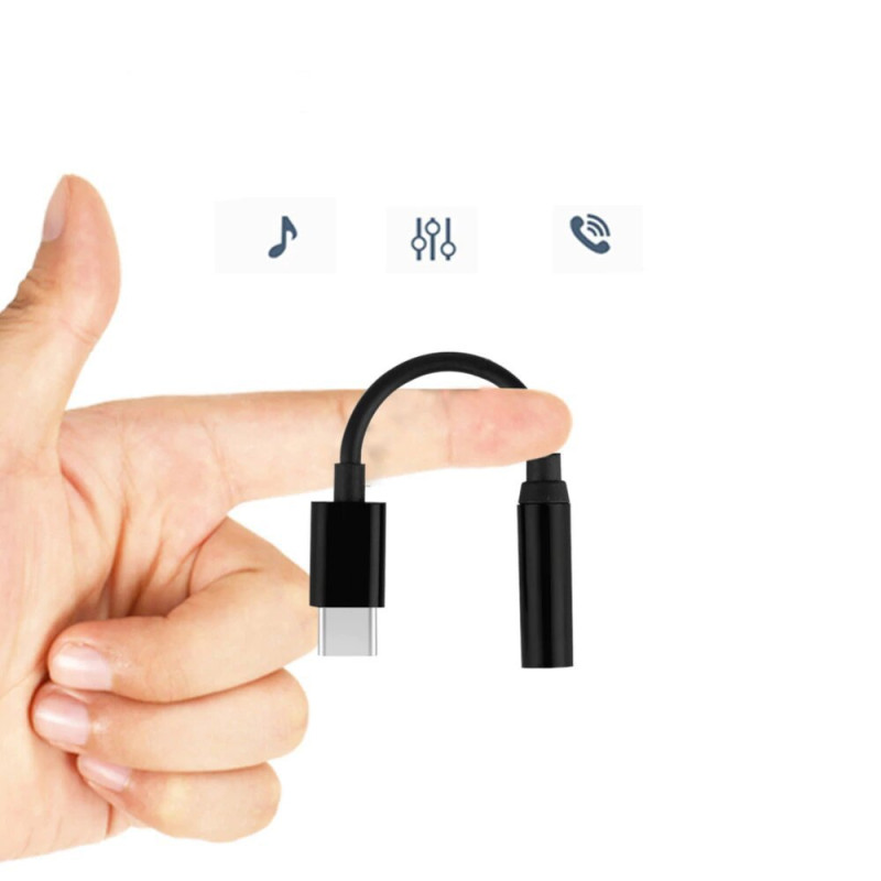 USB-C iki 3.5 mini lizdo garso lizdo adapteris, juodas