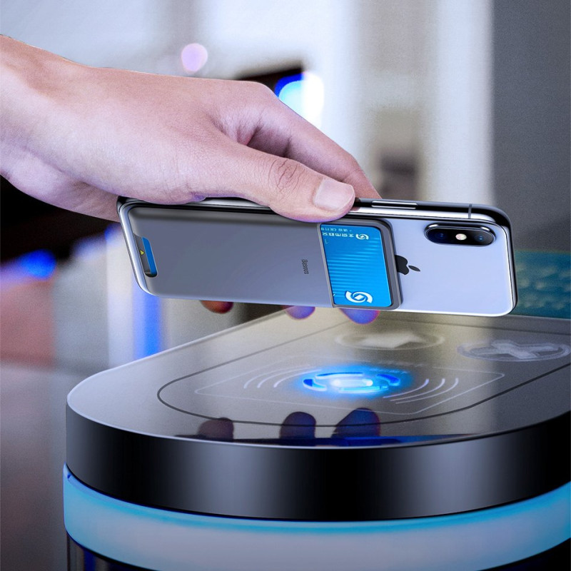 Lipnus telefono dėklas kreditinei kortelei, dokumentams, pilkas