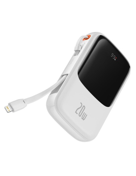 Maitinimo bankas su greitu įkrovimu 10000mAh 20W QC-PD-SCP-FCP laidas iPhone Lightning white