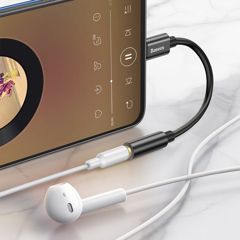 Ausinių adapteris L54 nuo USB-C iki 3,5 mm DAC garso lizdo juodas