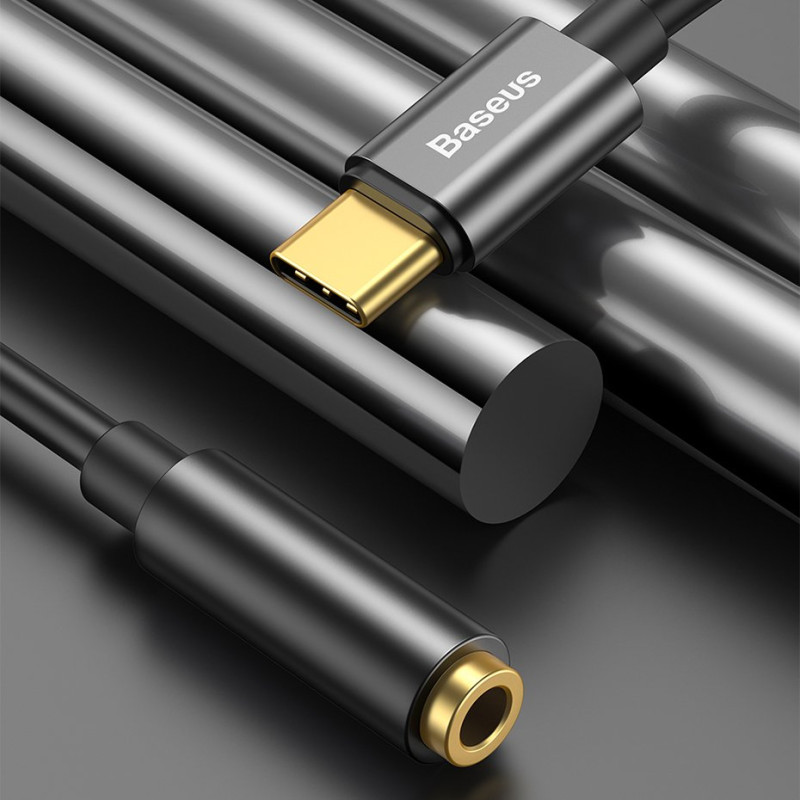 Ausinių adapteris L54 nuo USB-C iki 3,5 mm DAC garso lizdo juodas