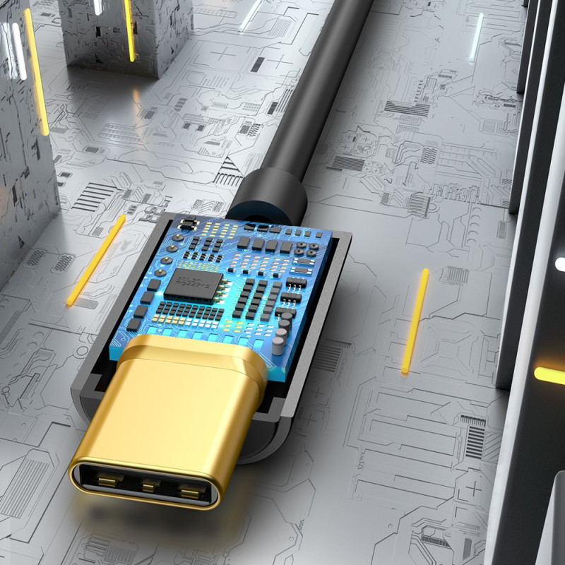 Ausinių adapteris L54 nuo USB-C iki 3,5 mm DAC garso lizdo juodas