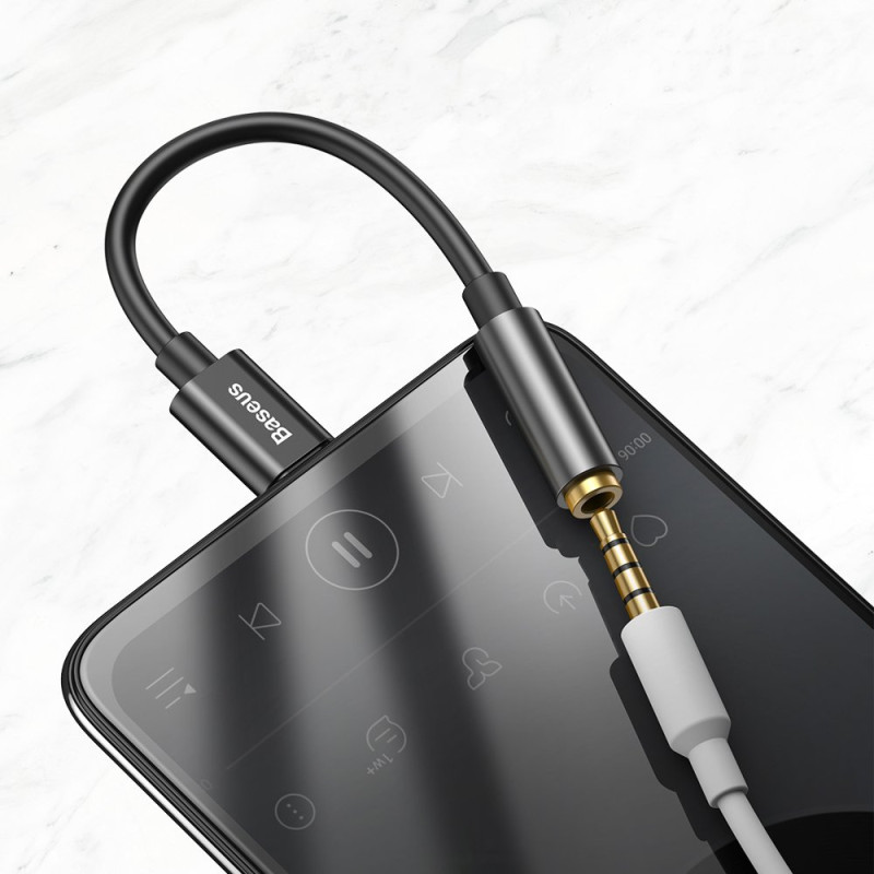 Ausinių adapteris L54 nuo USB-C iki 3,5 mm DAC garso lizdo juodas