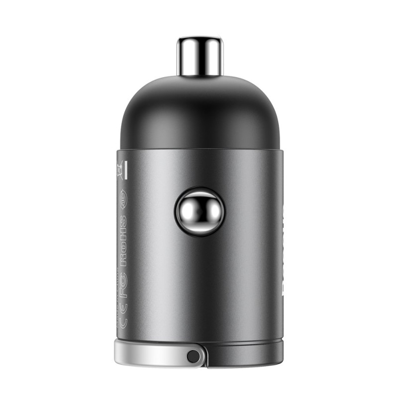 Tiny Star USB 30W Quick Charge mini išmanusis automobilinis įkroviklis, pilka