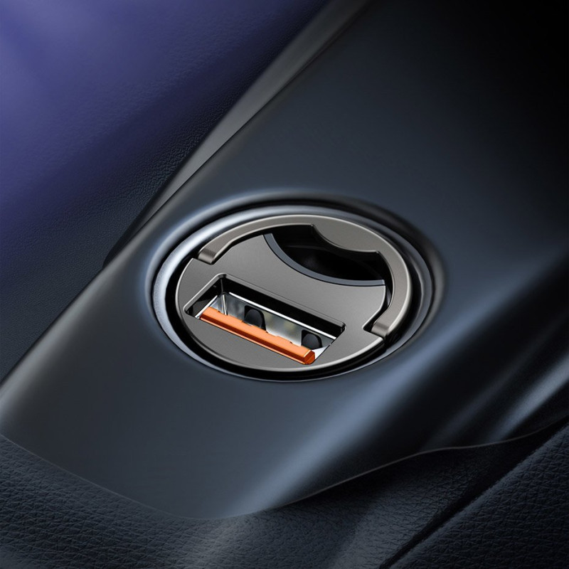 Tiny Star USB 30W Quick Charge mini išmanusis automobilinis įkroviklis, pilka