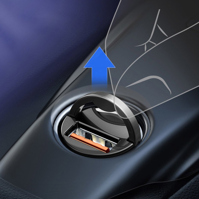 Tiny Star USB 30W Quick Charge mini išmanusis automobilinis įkroviklis, pilka