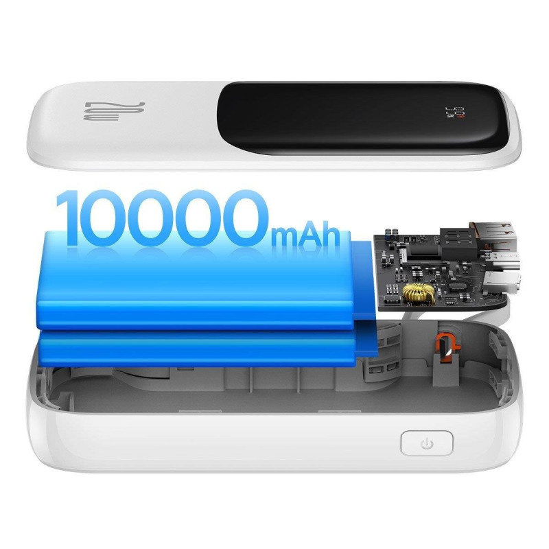 Maitinimo bankas su greitu įkrovimu 10000mAh 20W QC-PD-SCP-FCP laidas iPhone Lightning white