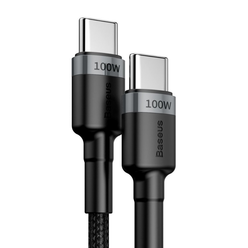 Cafule nailono kabelis USB-C maitinimo tiekimas 2.0 100W 20V 5A 2m pilka
