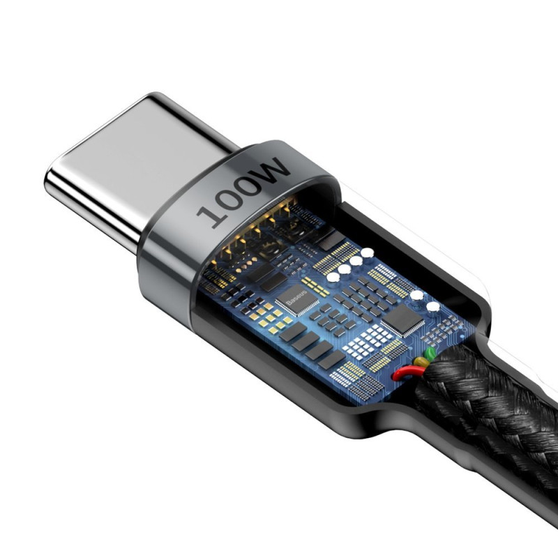 Cafule nailono kabelis USB-C maitinimo tiekimas 2.0 100W 20V 5A 2m pilka