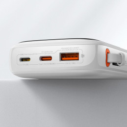 Maitinimo bankas su greitu įkrovimu 10000mAh 20W QC-PD-SCP-FCP laidas iPhone Lightning white