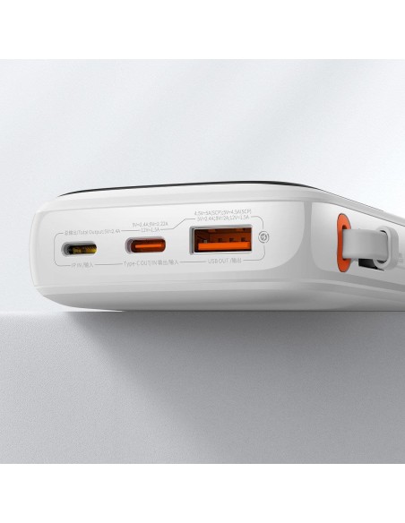 Maitinimo bankas su greitu įkrovimu 10000mAh 20W QC-PD-SCP-FCP laidas iPhone Lightning white