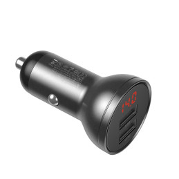 
Automobilinis pakrovėjas 2x USB 4.8A 24W su LCD ekranu, pilkas
