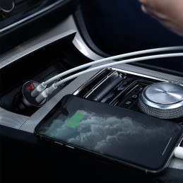
Automobilinis pakrovėjas 2x USB 4.8A 24W su LCD ekranu, pilkas
