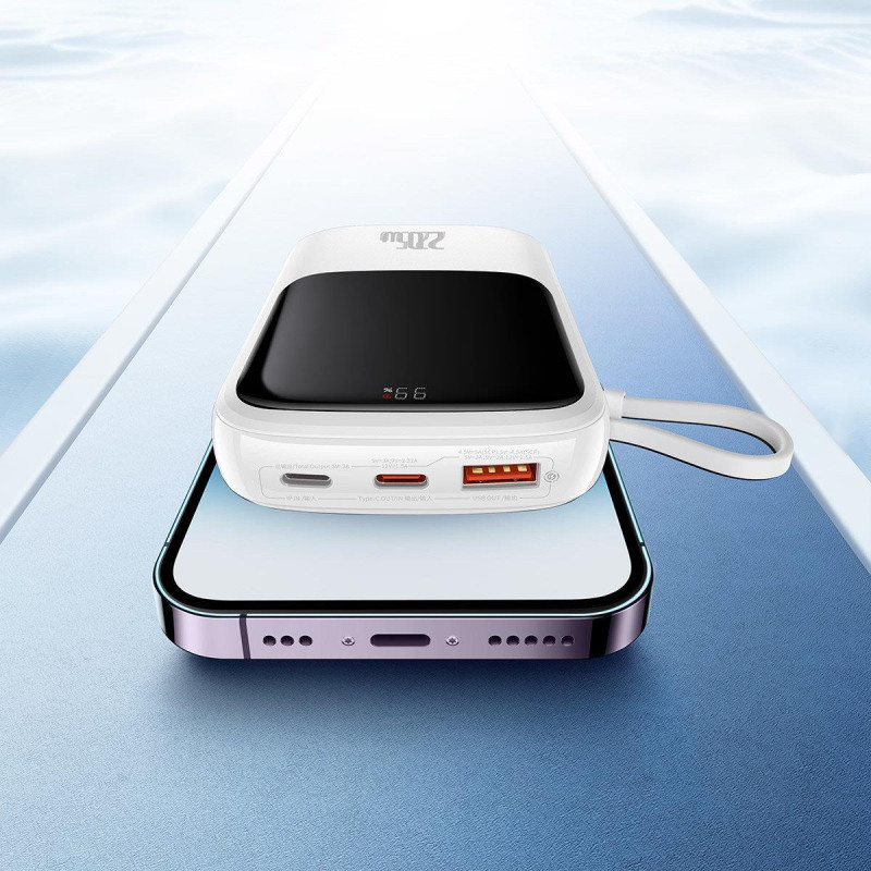 Maitinimo bankas su greitu įkrovimu 10000mAh 20W QC-PD-SCP-FCP laidas iPhone Lightning white