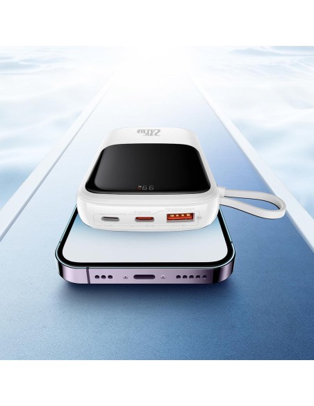 Maitinimo bankas su greitu įkrovimu 10000mAh 20W QC-PD-SCP-FCP laidas iPhone Lightning white