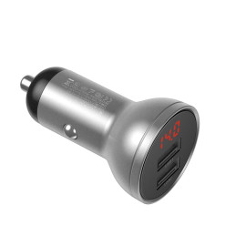 
Automobilinis pakrovėjas 2x USB 4.8A 24W su LCD ekranu, sidabrinis
