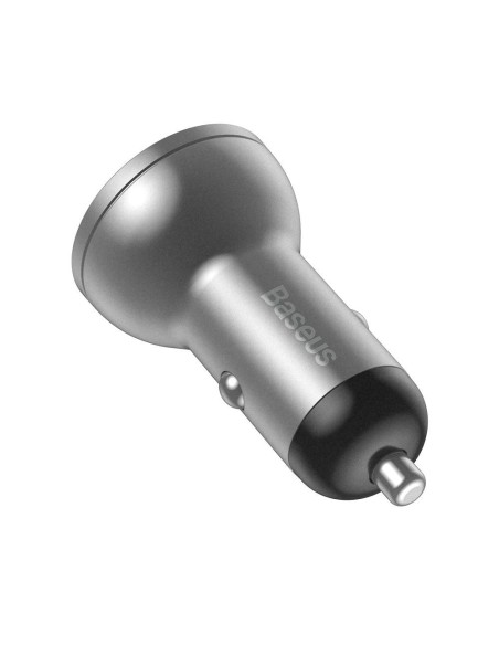 
Automobilinis pakrovėjas 2x USB 4.8A 24W su LCD ekranu, sidabrinis
