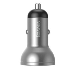 
Automobilinis pakrovėjas 2x USB 4.8A 24W su LCD ekranu, sidabrinis
