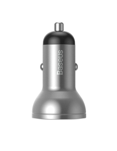 
Automobilinis pakrovėjas 2x USB 4.8A 24W su LCD ekranu, sidabrinis
