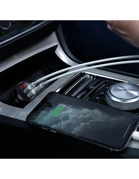 
Automobilinis pakrovėjas 2x USB 4.8A 24W su LCD ekranu, sidabrinis
