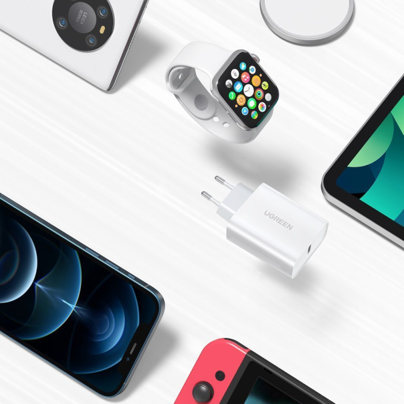 
USB Power Delivery 3.0 Quick Charge 4.0+ 20W 3A baltas įkroviklis
