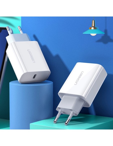 
USB Power Delivery 3.0 Quick Charge 4.0+ 20W 3A baltas įkroviklis
