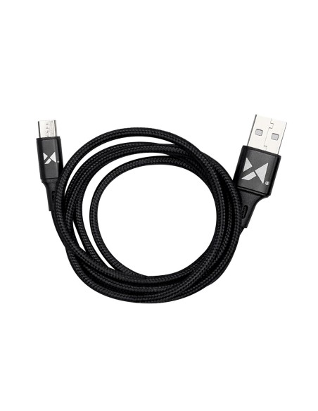 Tvirtas pintas kabelis USB microUSB 2.4A 1m juodas