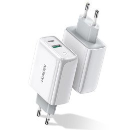 
Greitas įkroviklis USB-C + USB 36 W Quick Charge 4.0 Power Delivery baltas
