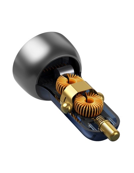 
USB + USB-C 65W Quick Charge automobilinis įkroviklis, skaidrus LCD ekranas
