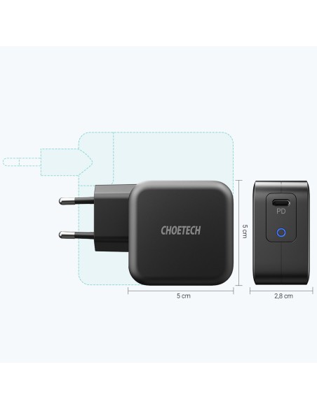 Greitas įkroviklis GaN USB Type C 61W 3A PowerDelivery juodas