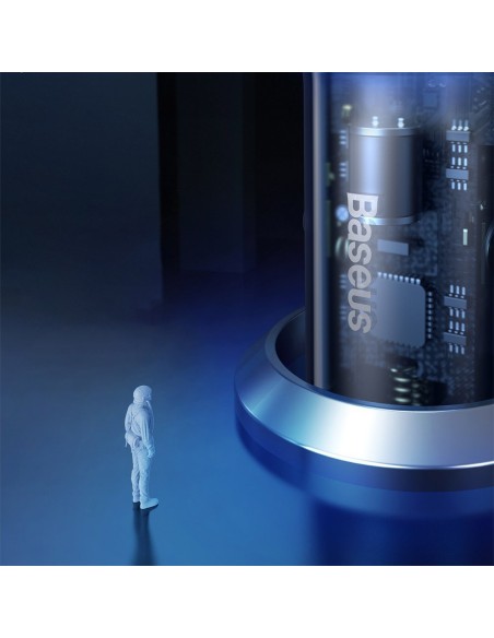 
USB + USB-C 65W Quick Charge automobilinis įkroviklis, skaidrus LCD ekranas
