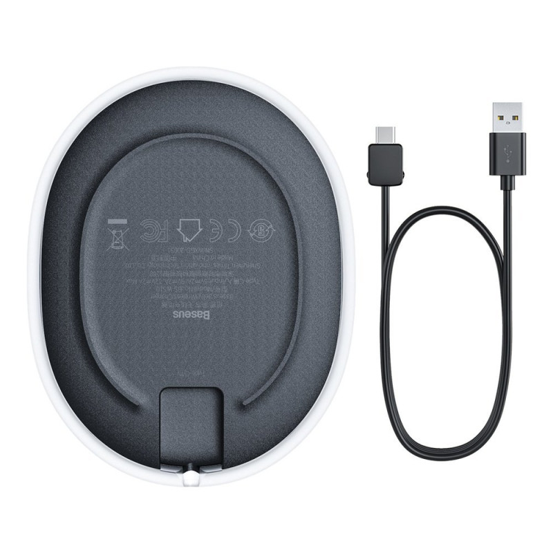 Jelly Qi 15W belaidis įkroviklis ausinėms + USB - USB-C laidas, juodas