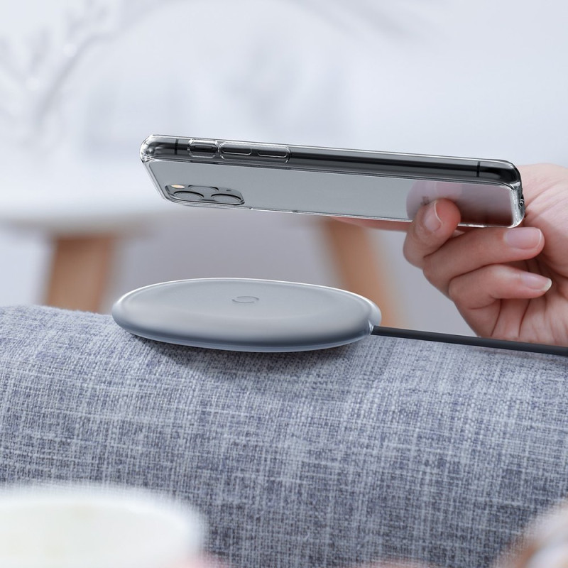 Jelly Qi 15W belaidis įkroviklis ausinėms + USB - USB-C laidas, juodas