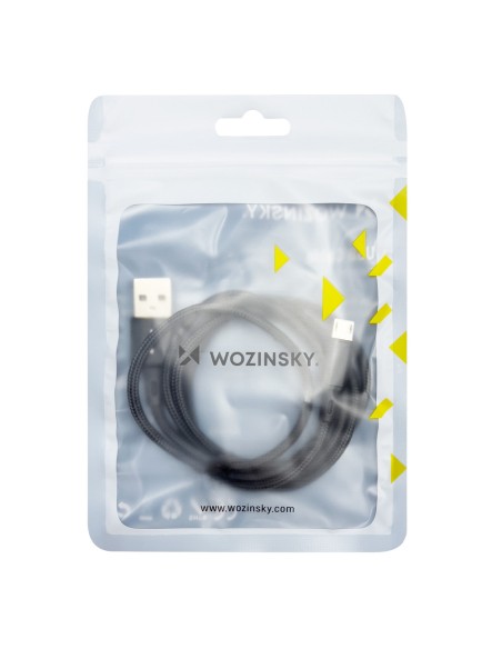Tvirtas pintas kabelis USB microUSB 2.4A 1m juodas