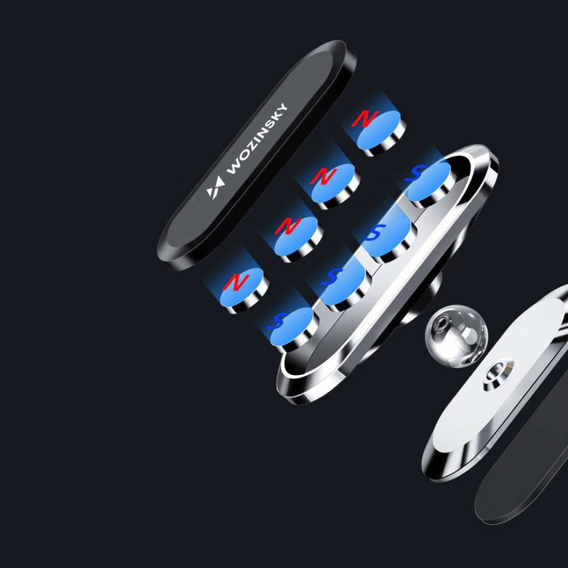 Lipnus magnetinis 360° besisukantis automobilinis laikiklis prietaisų skydeliui, sidabrinis