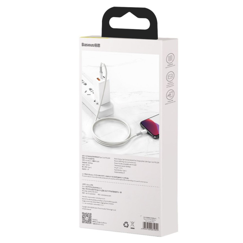 Greito įkrovimo laidas iPhone USB-C - Lightning Power Delivery 20W 1m baltas