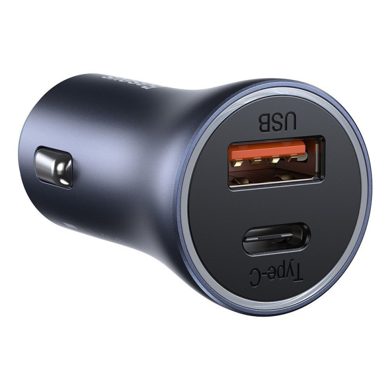 Greitas USB-C + USB 40W automobilinis įkroviklis Golden Contactor Pro pilka