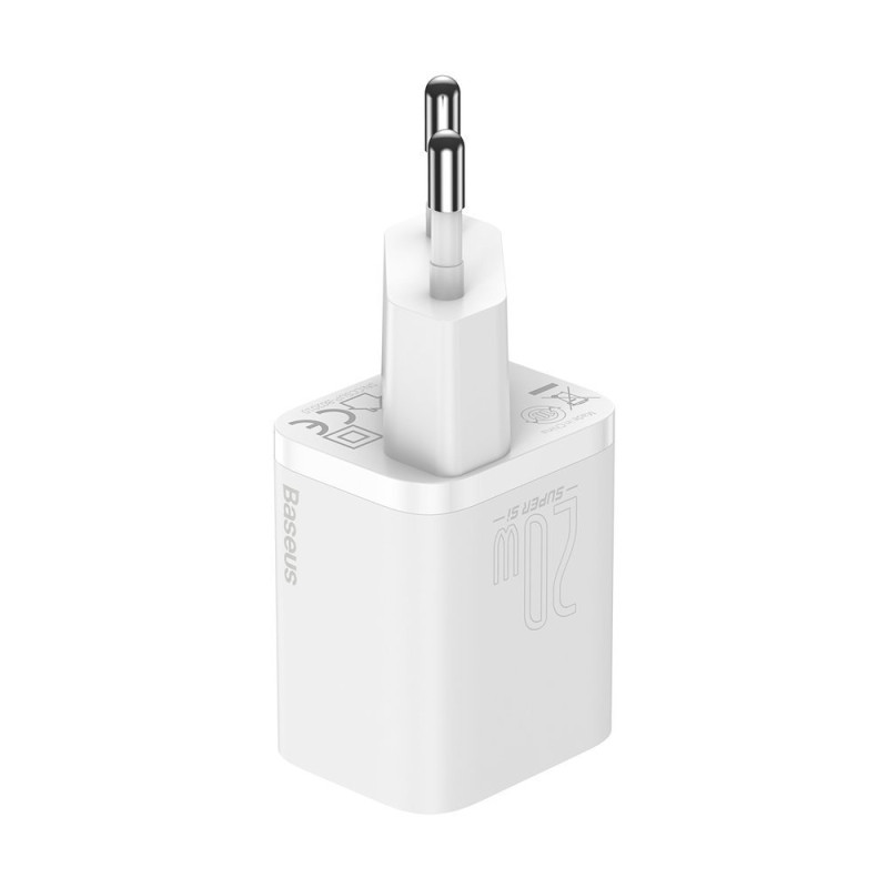 Greitas įkroviklis iPhone Super Si 1C 20W maitinimo tiekimas + USB-C - Lightning kabelis 1m baltas