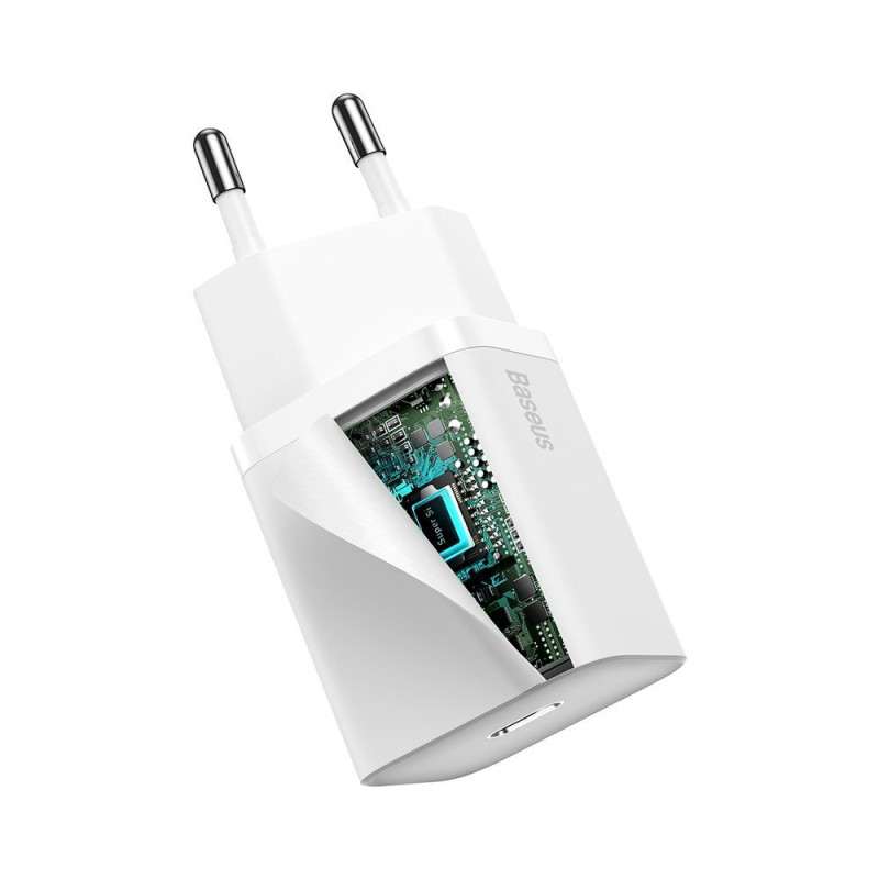 Greitas įkroviklis iPhone Super Si 1C 20W maitinimo tiekimas + USB-C - Lightning kabelis 1m baltas