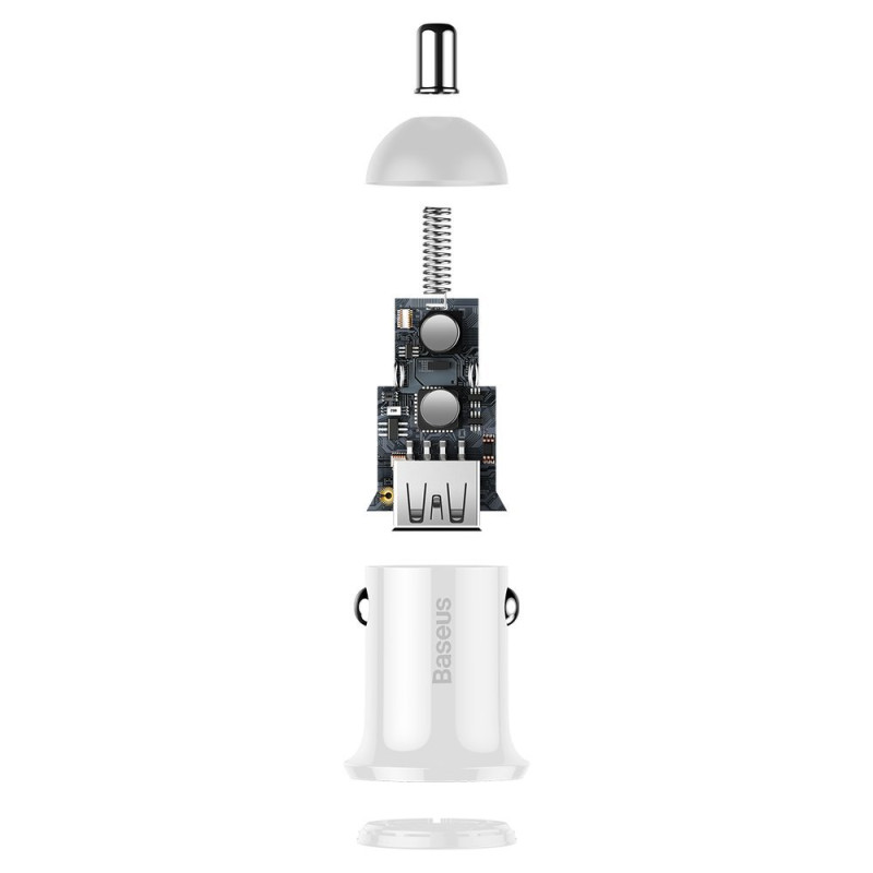 Grain Pro 2x USB 4.8A automobilinis įkroviklis cigarečių degiklio lizdui, baltas