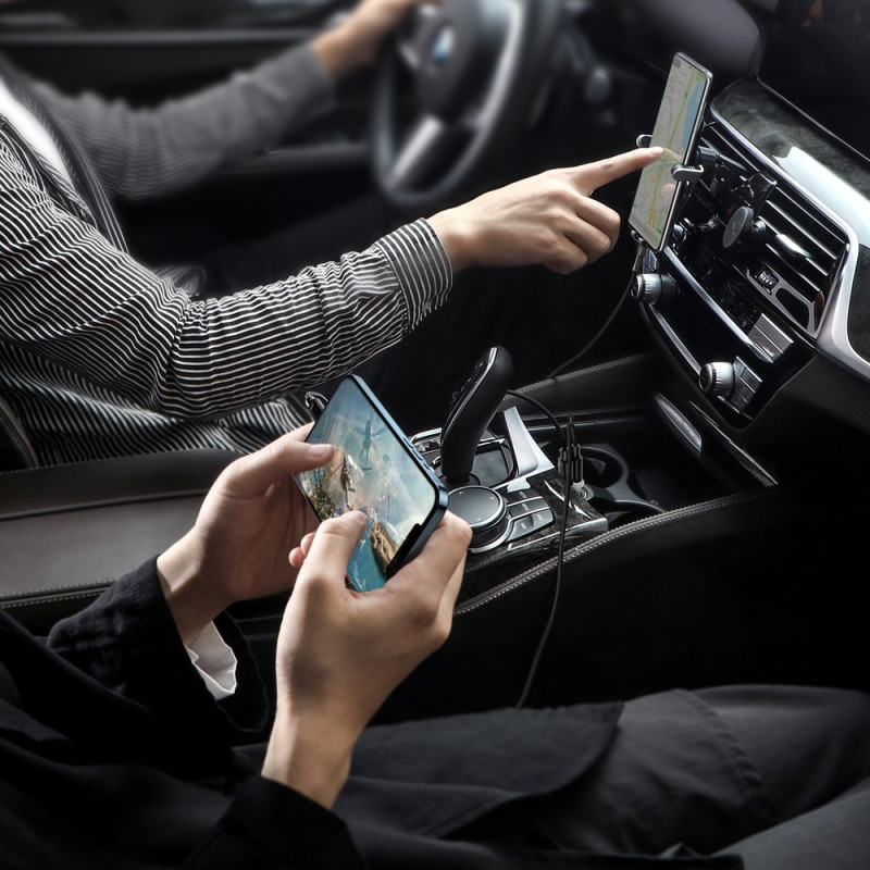 Grain Pro 2x USB 4.8A automobilinis įkroviklis cigarečių degiklio lizdui, baltas