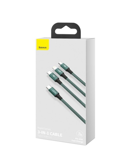 Rapid 3in1 kabelis USB-C - USB-C / Lightning / micro USB 20 W 1,5 m žalias
 
Rapid 3in1 kabelis USB-C - USB-C / Lightning / micro USB 20 W 1,5 m žalias