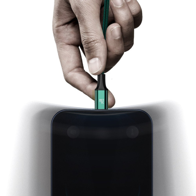 Rapid 3in1 kabelis USB-C - USB-C / Lightning / micro USB 20 W 1,5 m žalias